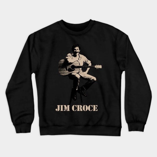 jim croce (black cream) Crewneck Sweatshirt by oeyadrawingshop